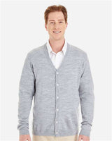 Harriton M425 Men's Pilbloc V-Neck Button Cardigan Sweater #color_GREY HEATHER