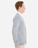 Harriton M425 Men's Pilbloc V-Neck Button Cardigan Sweater #color_GREY HEATHER