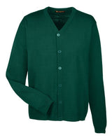 Harriton M425 Men's Pilbloc V-Neck Button Cardigan Sweater #color_HUNTER