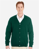 Harriton M425 Men's Pilbloc V-Neck Button Cardigan Sweater #color_HUNTER