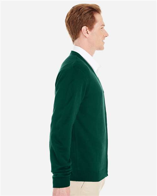 Harriton M425 Men's Pilbloc V-Neck Button Cardigan Sweater #color_HUNTER