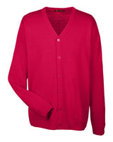Harriton M425 Men's Pilbloc V-Neck Button Cardigan Sweater #color_RED