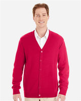 Harriton M425 Men's Pilbloc V-Neck Button Cardigan Sweater #color_RED