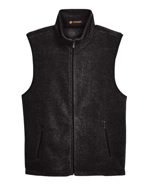 Harriton M985 Adult 8 oz. Fleece Vest #color_BLACK