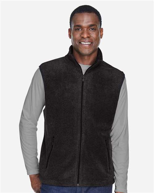 Harriton M985 Adult 8 oz. Fleece Vest #color_BLACK