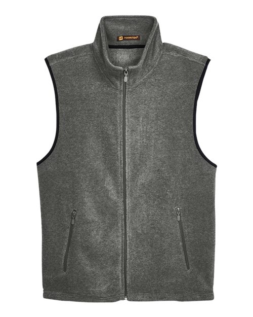 Harriton M985 Adult 8 oz. Fleece Vest #color_CHARCOAL
