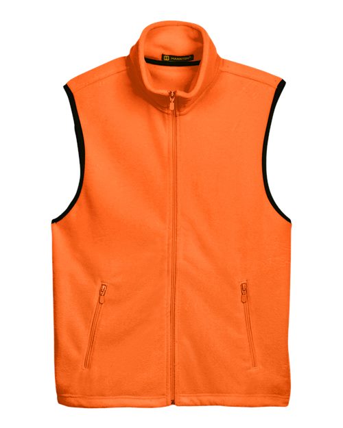 Harriton M985 Adult 8 oz. Fleece Vest #color_SAFETY ORANGE
