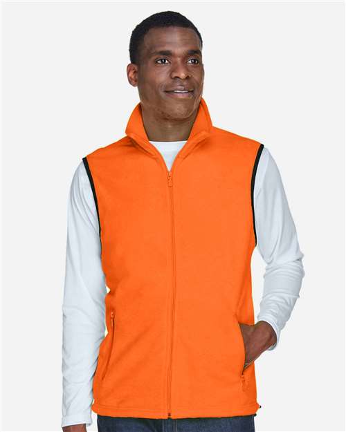 Harriton M985 Adult 8 oz. Fleece Vest #color_SAFETY ORANGE