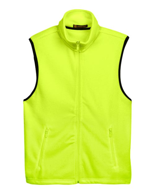 Harriton M985 Adult 8 oz. Fleece Vest #color_SAFETY YELLOW