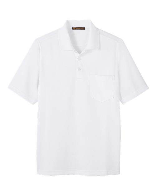 Harriton M348P Men's Advantage Snag Protection Plus IL Pocket Polo #color_WHITE