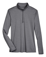 Team 365 TT31HW Ladies' Zone Sonic Heather Performance Quarter-Zip #color_DK GREY HEATHER