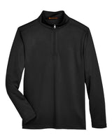 Harriton M748 Men's Advantage Snag Protection Plus IL Quarter-Zip #color_BLACK