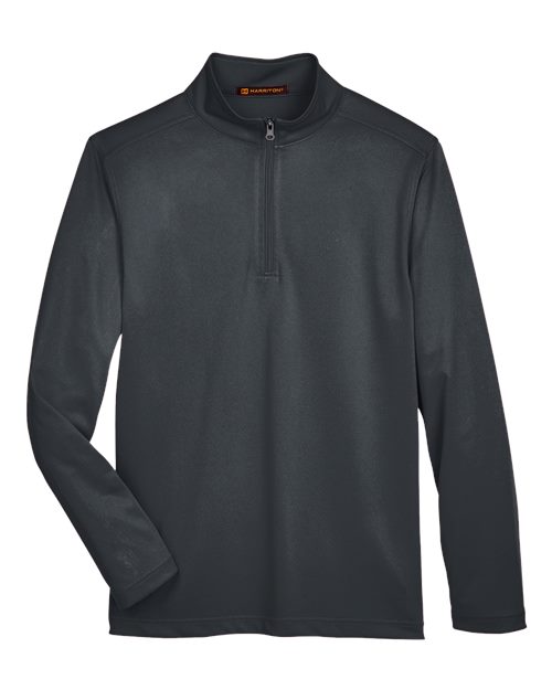 Harriton M748 Men's Advantage Snag Protection Plus IL Quarter-Zip #color_DARK CHARCOAL