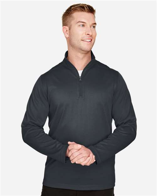 Harriton M748 Men's Advantage Snag Protection Plus IL Quarter-Zip #color_DARK CHARCOAL
