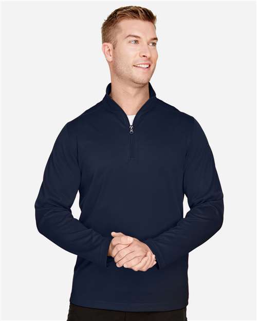Harriton M748 Men's Advantage Snag Protection Plus IL Quarter-Zip #color_DARK NAVY