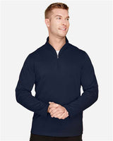 Harriton M748 Men's Advantage Snag Protection Plus IL Quarter-Zip #color_DARK NAVY