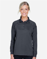 Harriton M211LW Ladies' Advantage Snag Protection Plus Long-Sleeve Tactical Polo #color_DARK CHARCOAL