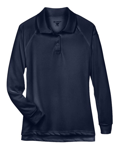 Harriton M211LW Ladies' Advantage Snag Protection Plus Long-Sleeve Tactical Polo #color_DARK NAVY