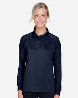 Harriton M211LW Ladies' Advantage Snag Protection Plus Long-Sleeve Tactical Polo #color_DARK NAVY