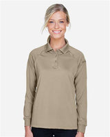 Harriton M211LW Ladies' Advantage Snag Protection Plus Long-Sleeve Tactical Polo #color_DESERT KHAKI
