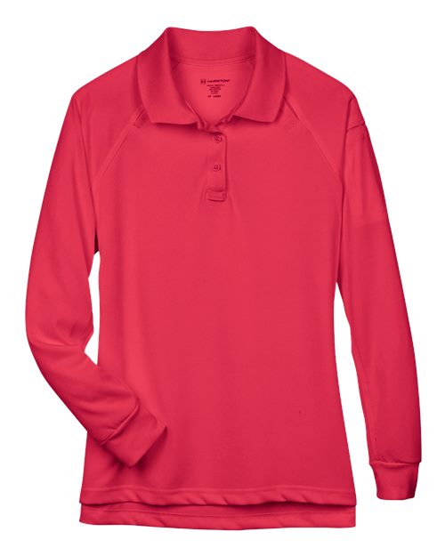 Harriton M211LW Ladies' Advantage Snag Protection Plus Long-Sleeve Tactical Polo #color_RED