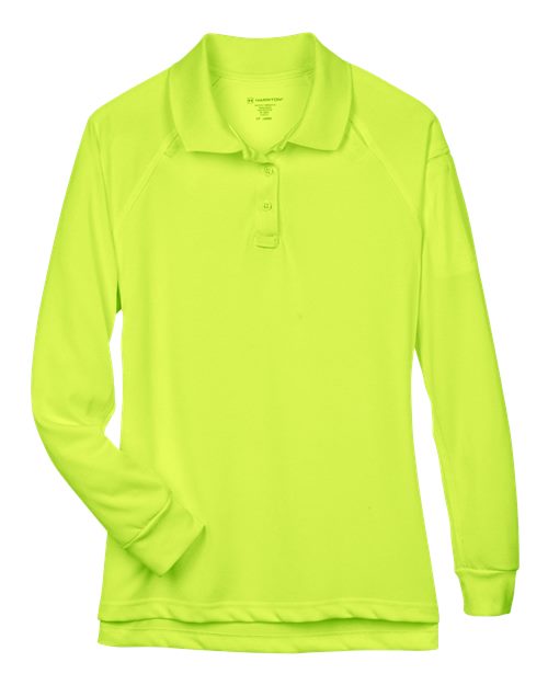 Harriton M211LW Ladies' Advantage Snag Protection Plus Long-Sleeve Tactical Polo #color_SAFETY YELLOW