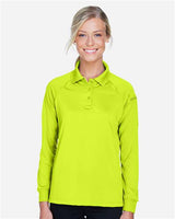 Harriton M211LW Ladies' Advantage Snag Protection Plus Long-Sleeve Tactical Polo #color_SAFETY YELLOW
