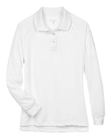 Harriton M211LW Ladies' Advantage Snag Protection Plus Long-Sleeve Tactical Polo #color_WHITE