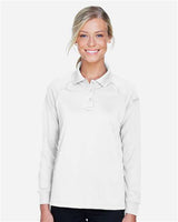 Harriton M211LW Ladies' Advantage Snag Protection Plus Long-Sleeve Tactical Polo #color_WHITE