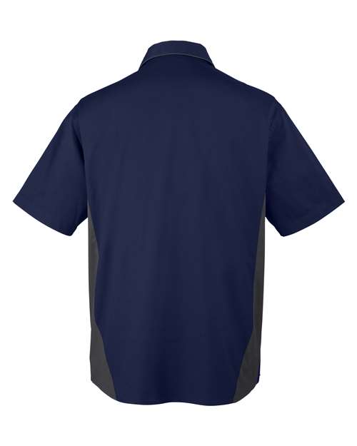 Harriton M586 Men's Flash IL Colorblock Short Sleeve Shirt #color_DK NAVY/ DK CHRC
