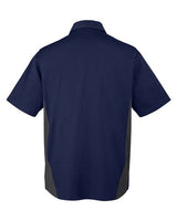 Harriton M586 Men's Flash IL Colorblock Short Sleeve Shirt #color_DK NAVY/ DK CHRC
