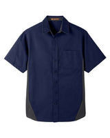 Harriton M586 Men's Flash IL Colorblock Short Sleeve Shirt #color_DK NAVY/ DK CHRC