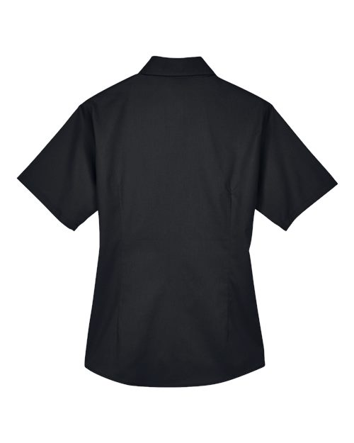 Harriton M500SW Ladies' Easy Blend Short-Sleeve Twill Shirt withStain-Release #color_BLACK
