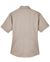 Harriton M500SW Ladies' Easy Blend Short-Sleeve Twill Shirt withStain-Release #color_STONE
