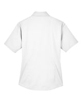 Harriton M500SW Ladies' Easy Blend Short-Sleeve Twill Shirt withStain-Release #color_WHITE