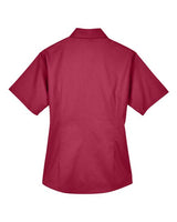 Harriton M500SW Ladies' Easy Blend Short-Sleeve Twill Shirt withStain-Release #color_WINE