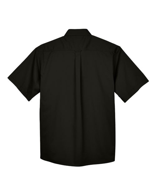 Harriton M500S Men's Easy Blend Short-Sleeve Twill Shirt withStain-Release #color_BLACK