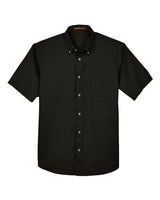 Harriton M500S Men's Easy Blend Short-Sleeve Twill Shirt withStain-Release #color_BLACK