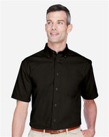 Harriton M500S Men's Easy Blend Short-Sleeve Twill Shirt withStain-Release #color_BLACK