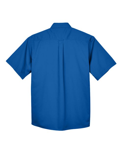 Harriton M500S Men's Easy Blend Short-Sleeve Twill Shirt withStain-Release #color_FRENCH BLUE