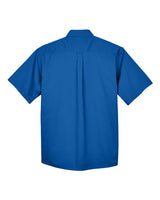 Harriton M500S Men's Easy Blend Short-Sleeve Twill Shirt withStain-Release #color_FRENCH BLUE