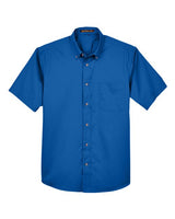 Harriton M500S Men's Easy Blend Short-Sleeve Twill Shirt withStain-Release #color_FRENCH BLUE