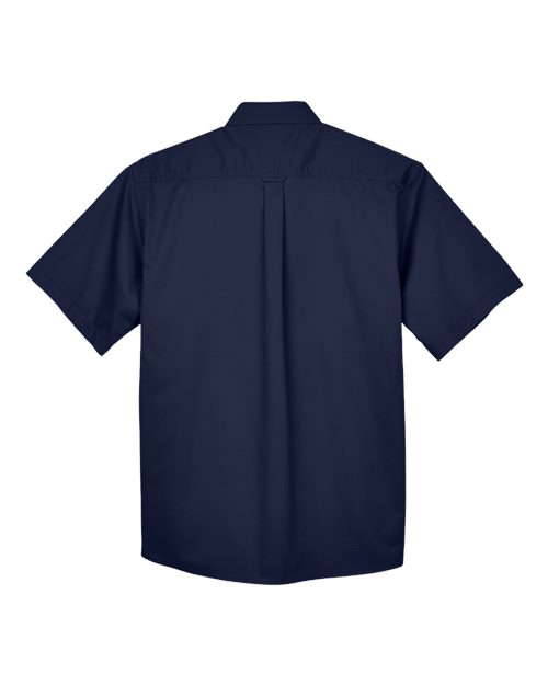Harriton M500S Men's Easy Blend Short-Sleeve Twill Shirt withStain-Release #color_NAVY