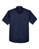 Harriton M500S Men's Easy Blend Short-Sleeve Twill Shirt withStain-Release #color_NAVY
