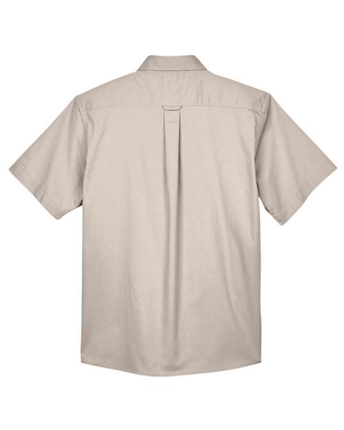 Harriton M500S Men's Easy Blend Short-Sleeve Twill Shirt withStain-Release #color_STONE