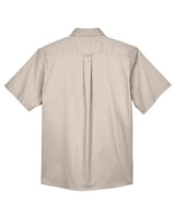 Harriton M500S Men's Easy Blend Short-Sleeve Twill Shirt withStain-Release #color_STONE
