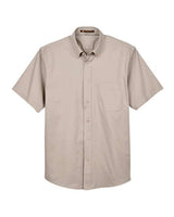 Harriton M500S Men's Easy Blend Short-Sleeve Twill Shirt withStain-Release #color_STONE