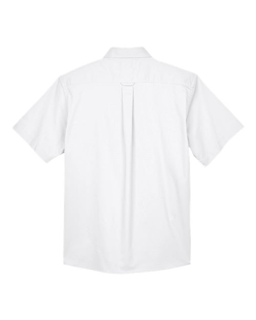 Harriton M500S Men's Easy Blend Short-Sleeve Twill Shirt withStain-Release #color_WHITE