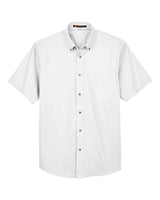 Harriton M500S Men's Easy Blend Short-Sleeve Twill Shirt withStain-Release #color_WHITE