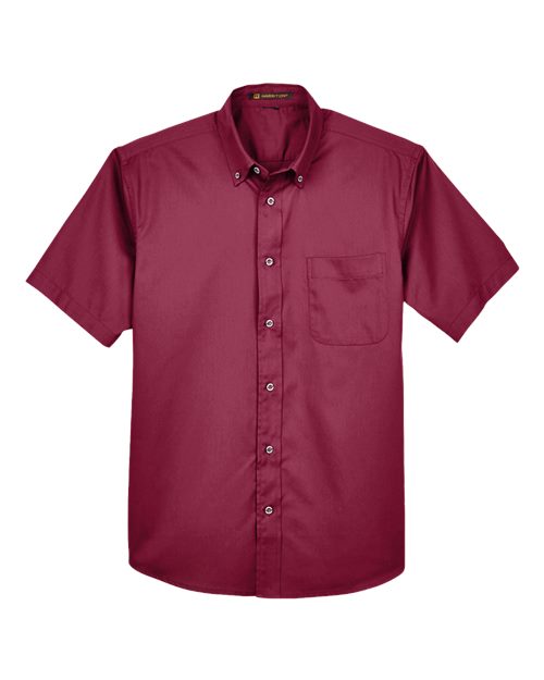 Harriton M500S Men's Easy Blend Short-Sleeve Twill Shirt withStain-Release #color_WINE
